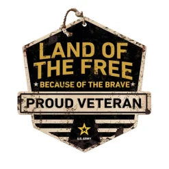 Army Land of the Free Rustic Badge 20 x 20 inch Sign