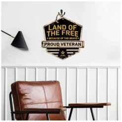 Army Land of the Free Rustic Badge 20 x 20 inch Sign