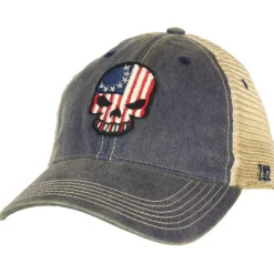 Betsy Ross Flag Skull Vintage Trucker Hat