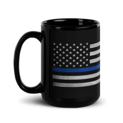 Blue Line Flag Law Enforcement Support 15oz Coffee Mug