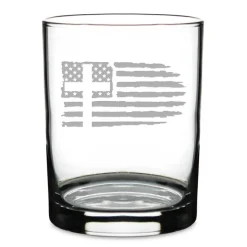 Christian Cross US Flag Personalized 14 oz. Double Old Fashioned Glass