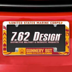 7.62 Design Marine Corps E-7 Gunnery Sergeant USMC License Plate Frame - Officially Licensed