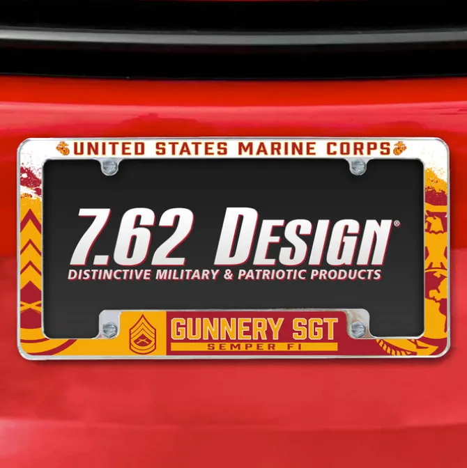 7.62 Design Marine Corps E-7 Gunnery Sergeant USMC License Plate Frame - Officially Licensed
