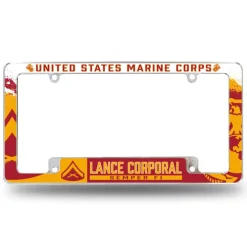 7.62 Design Marine Corps E-3 Lance Corporal License Plate Frame - Officially Licensed