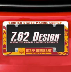 7.62 Design Marine Corps E-6 Staff Sergeant USMC License Plate Frame - Officially Licensed