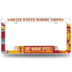 7.62 Design Marine Corps W-3 Chief Warrant Officer 3 USMC License Plate Frame - Officially License