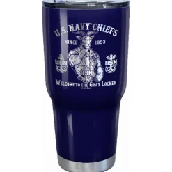 7.62 Design U.S. Navy Chiefs Goat Locker Laser Etched 32oz Travel Mug - Officially Licensed