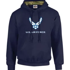 7.62 Design USAF Logo Camo Lined Hoodie - Navy
