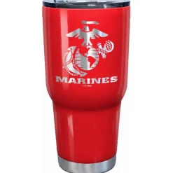 7.62 Design USMC Eagle Globe & Anchor Laser Etched 32oz Travel Mug Red - Officially Licensed