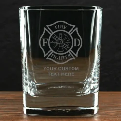 Firefighter & First Responders Personalized 11.75 oz. Square Double Old Fashioned Glass
