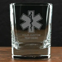 Firefighter & First Responders Personalized 11.75 oz. Square Double Old Fashioned Glass
