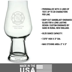 Firefighter & First Responders Personalized 18 oz. IPA Beer Glass