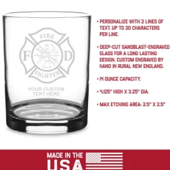 Firefighter & First Responders Personalized 14 oz. Double Old Fashioned Glass