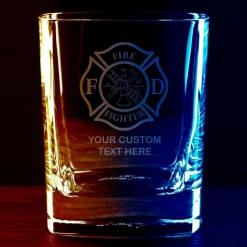 Firefighter & First Responders Personalized 11.75 oz. Square Double Old Fashioned Glass