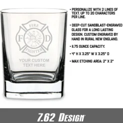 Firefighter & First Responders Personalized 11.75 oz. Square Double Old Fashioned Glass