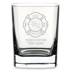 Firefighter & First Responders Personalized 11.75 oz. Square Double Old Fashioned Glass