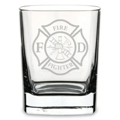 Firefighter & First Responders Personalized 11.75 oz. Square Double Old Fashioned Glass