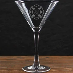 Firefighter Maltese Cross 10 oz. Martini Glass