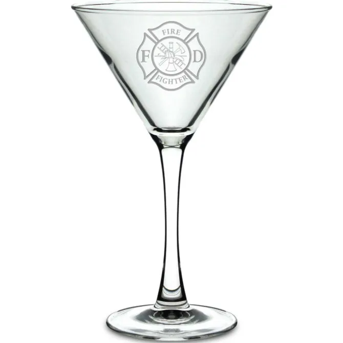 Firefighter Maltese Cross 10 oz. Martini Glass
