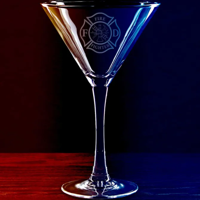 Firefighter Maltese Cross 10 oz. Martini Glass