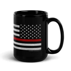 Firefighter Red Line Flag 15oz Coffee Mug