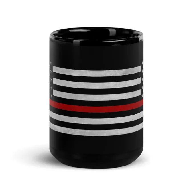 Firefighter Red Line Flag 15oz Coffee Mug