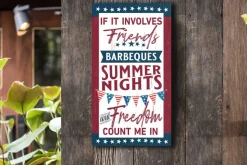 Friends BBQ & Summer Nights 11 x 20 inch PVC Sign- Made In The USA