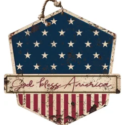 God Bless America 20 x 20 inch Rustic Badge Sign