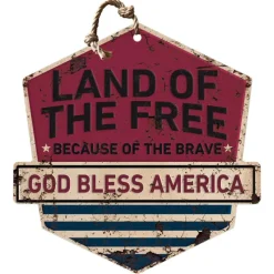 Land of the Free 20 x 20 inch Rustic Badge Sign