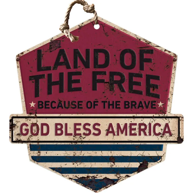 Land of the Free 20 x 20 inch Rustic Badge Sign