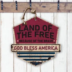 Land of the Free 20 x 20 inch Rustic Badge Sign
