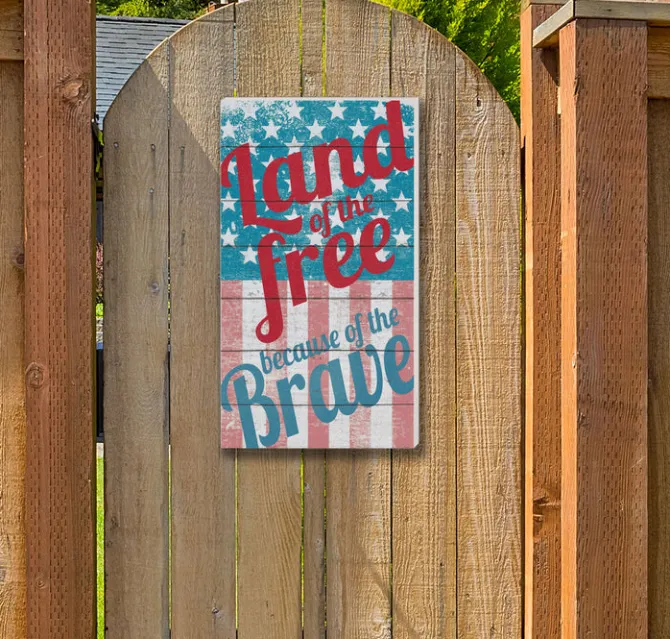 Land of the Free Because of the Brave 11 x 20 inch PVC Sign- Made In The USA