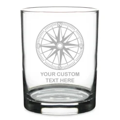 Nautical Compass Personalized 14 oz. Double Old Fashioned Whiskey Glass