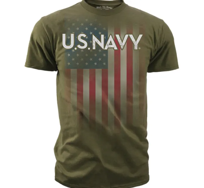 Navy T-Shirt - Mens US Navy T-Shirt USN Flag - Us Navy Shirt