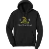 2nd Amendment Don't Tread On Me Applique Heather Black Unisex Patriotic Hoodie