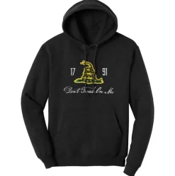 2nd Amendment Don't Tread On Me Applique Heather Black Unisex Patriotic Hoodie