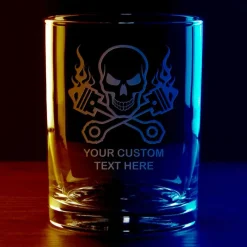 Skull & Pistons Racing Personalized 14 oz. Double Old Fashioned Whiskey Glass