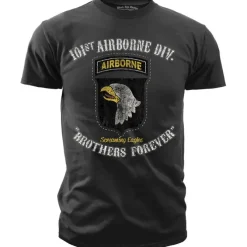 101st Airborne - Brothers Forever - Black Ink Mens T-Shirt