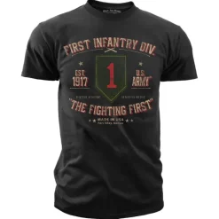 1st Infantry Retro Men's Army T-Shirt - Black Ink Mens T-Shirt