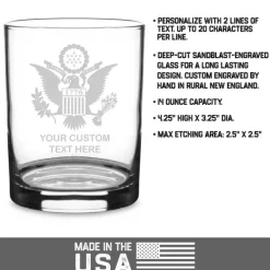 U.S. 1776 Eagle Personalized 14 oz. Double Old Fashioned Glass