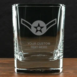 US Air Force 'Build Your Glass' Personalized 11.5 oz. Square Double Old Fashioned Glass