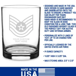 US Air Force 'Build Your Glass' Personalized 14 oz. Double Old Fashioned Glass
