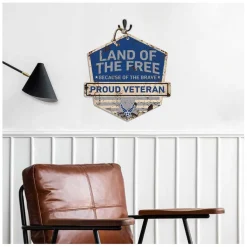 U.S. Air Force Land of the Free Veteran Rustic Badge 20 x 20 inch Sign