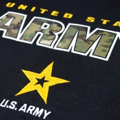 U.S. Army Camo Text Applique Black Unisex Hoodie