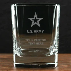 US Army 'Build Your Glass' Personalized 11.5 oz. Square Double Old Fashioned Whiskey Glass