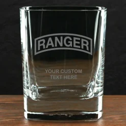 US Army 'Build Your Glass' Personalized 11.5 oz. Square Double Old Fashioned Whiskey Glass