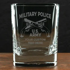 US Army 'Build Your Glass' Personalized 11.5 oz. Square Double Old Fashioned Whiskey Glass