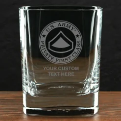 US Army 'Build Your Glass' Personalized 11.5 oz. Square Double Old Fashioned Whiskey Glass