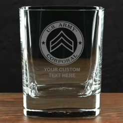 US Army 'Build Your Glass' Personalized 11.5 oz. Square Double Old Fashioned Whiskey Glass