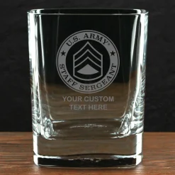 US Army 'Build Your Glass' Personalized 11.5 oz. Square Double Old Fashioned Whiskey Glass